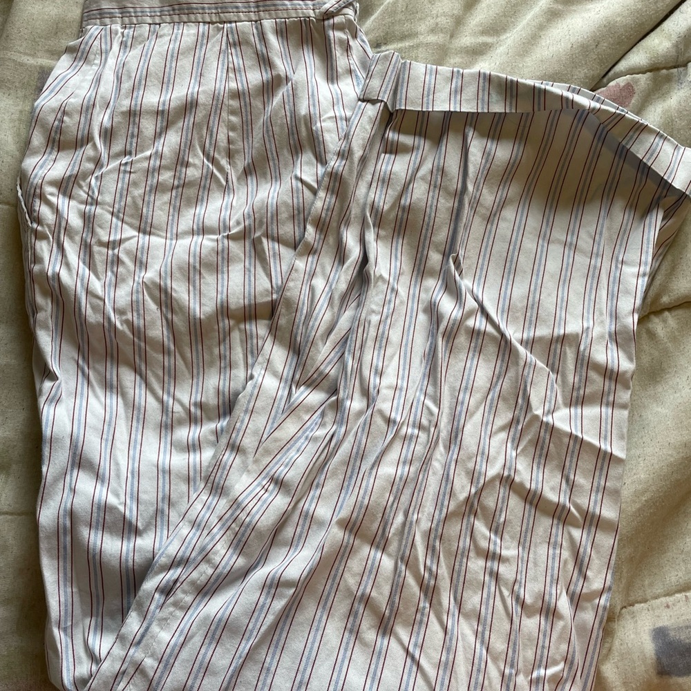 White, blue & red cotton pants